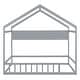 preview thumbnail 7 of 18, Wooden Full Size House Bed with Storage Shelf,Kids Bed with Fence and Roof, Gray