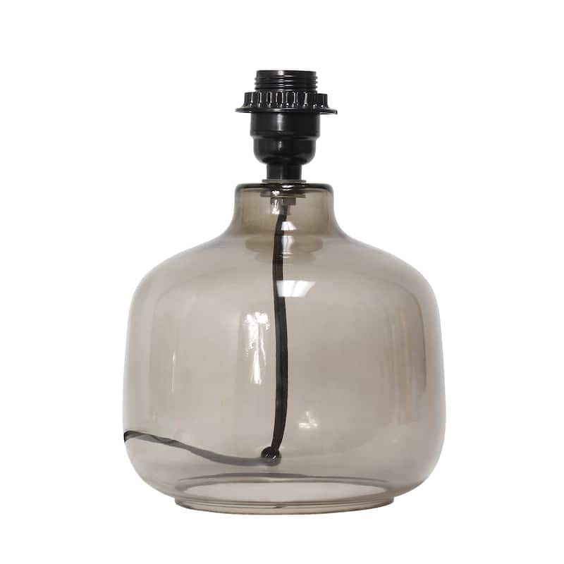 13.75" Modern Round Glass Table Lamp with Fabric Drum Shade for Bedroom or Living Room - 9"L x 9"W x 13.75"H