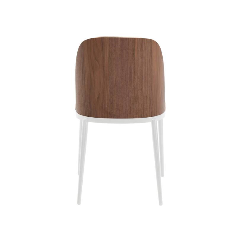 LeisureMod Tule Dining Chair with Upholstered Seat and White Steel Frame, Set of 2