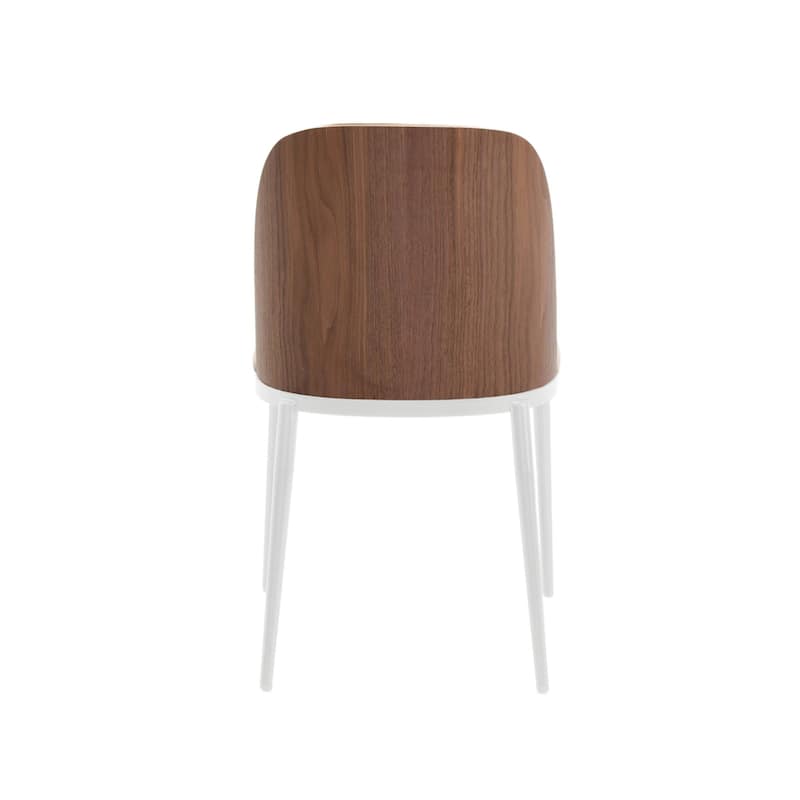 LeisureMod Tule Dining Chair with Upholstered Seat and White Steel Frame