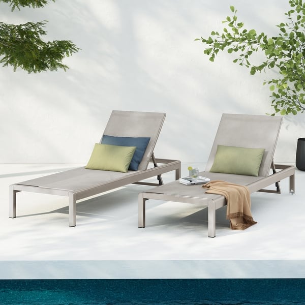 slide 2 of 25, Cape Coral Mesh Chaise Lounges (Set of 2) by Christopher Knight Home Grey