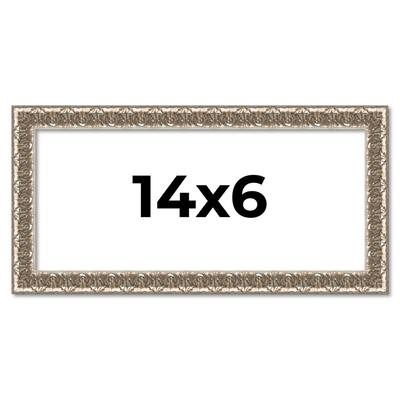 14x6 Frame Silver Versailles Ornate Solid Wood Picture Frame | 1 Inch