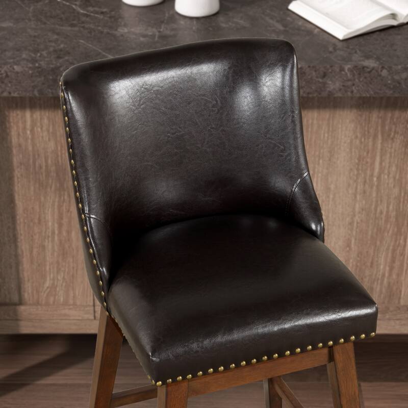 26'' Swivel Upholstered Counter Stool with Solid Wood Frame (Set of 2)