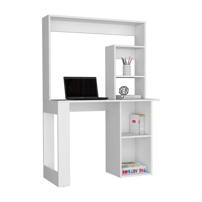Freestanding Computer Desk with Integrated Hutch, Storage Shelves, and Spacious Work Surface for Organized Living