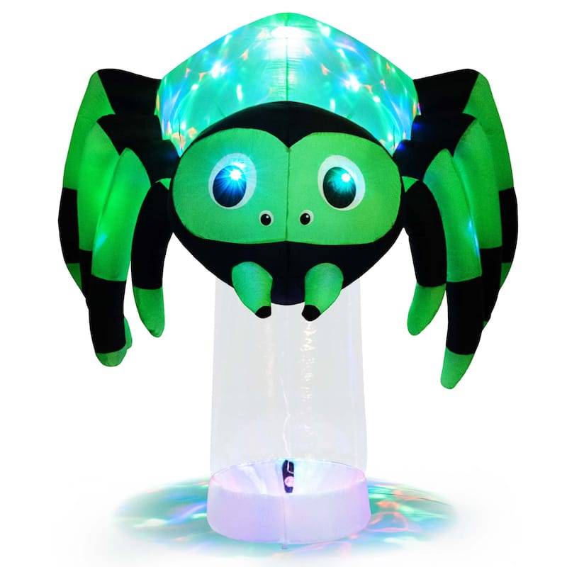 Costway 6 ft Halloween Inflatable Spider Pre-Lit Floating Spider - See Details - Green + Black