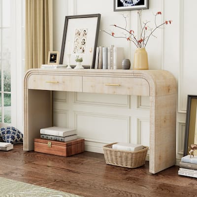 Unique Retro Silhouette Console Table with Open Style, Two Top Drawers for Entrance, Dinning Room