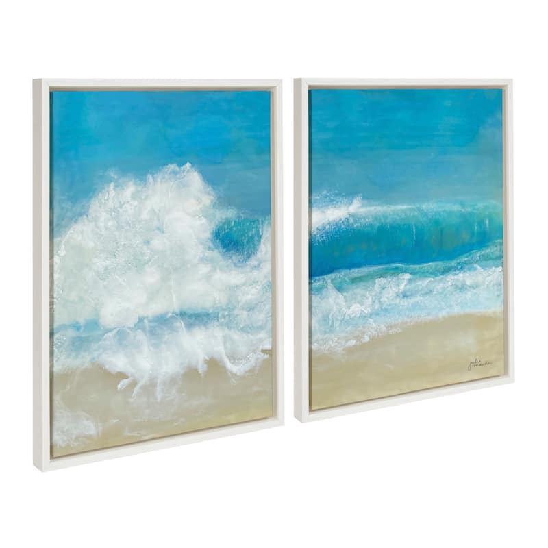 Kate and Laurel Sylvie Beach Day LR Framed Canvas by Julie Maida - 2 Piece 18x24 - Plastic - White