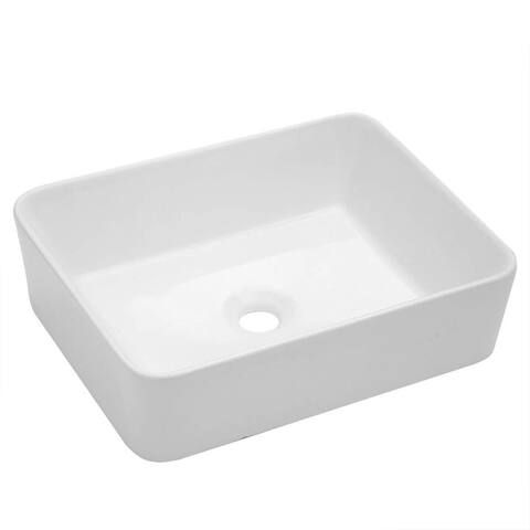 Lordear 19 inch White/Black Ceramic Handmade Rectangular Vessel Sink