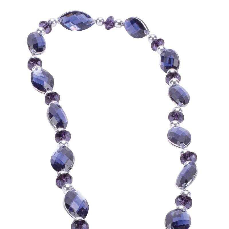 Set of 2 Navy Blue Silver Jewel Bead Garland 65” Metallic Holiday Decoration for Christmas Trees - 65” x 0.5” x 0.05”