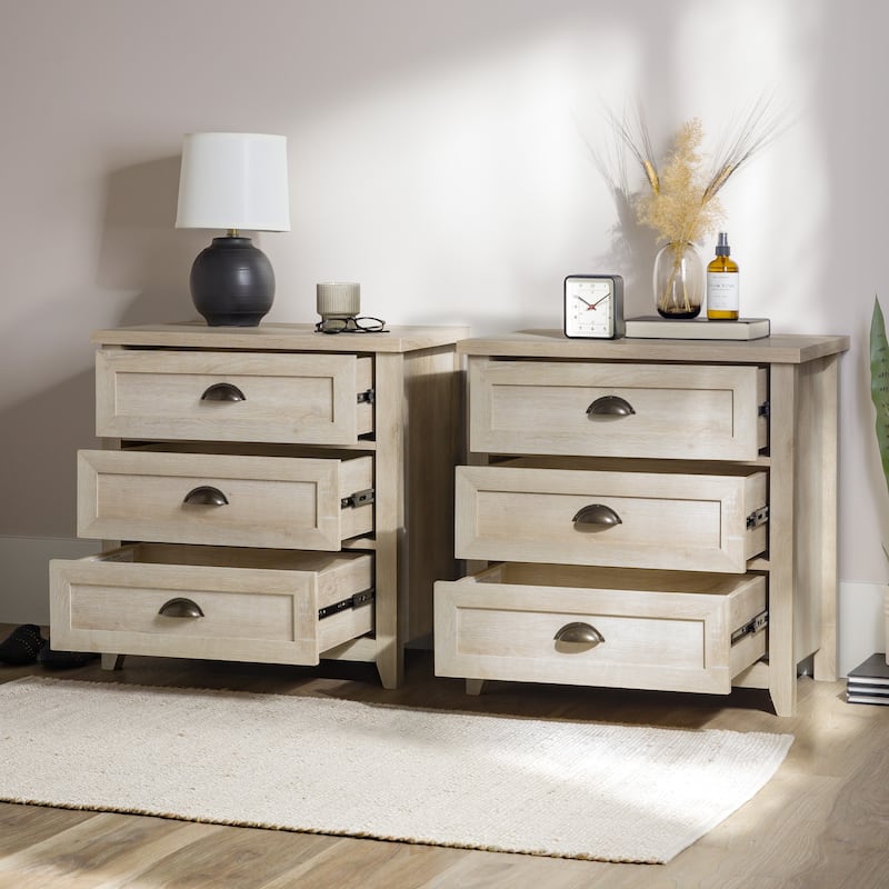 Middlebrook 3-Drawer Farmhouse Nightstands, Set of 2