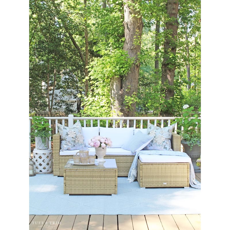 SAFAVIEH Outdoor Patio Furniture Lainey 3-Piece Sectional Conversation Set - 51W x 26D x 27H