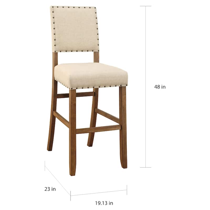 Tays Contemporary Brown Fabric Bar Height Chairs (Set of 2) by Furniture of America