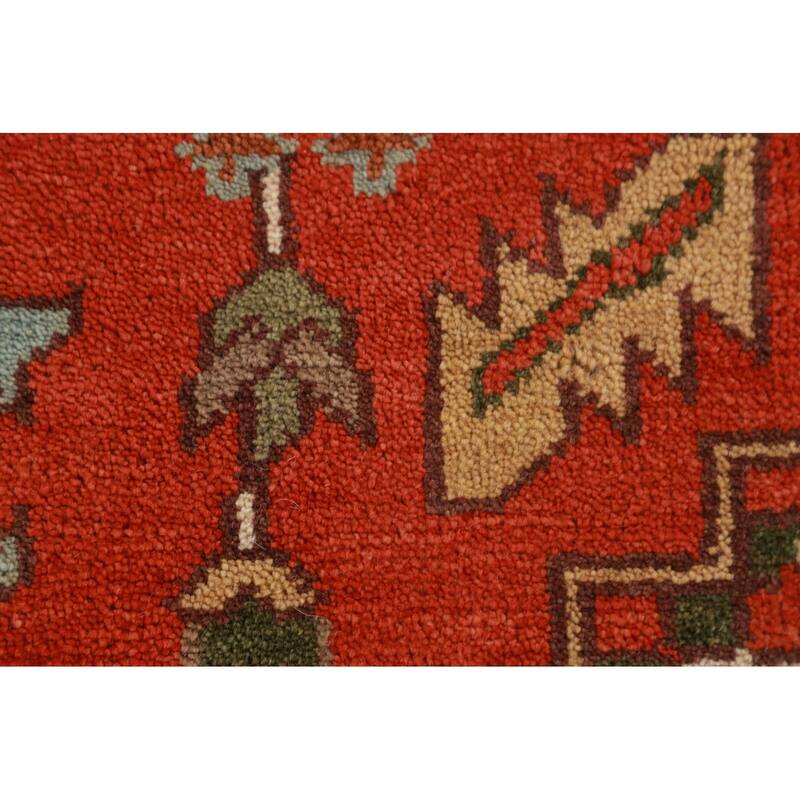 Geometric Heriz Serapi Indian Rug Hand-Knotted Oriental Wool Carpet - 8'11" x 11'11"