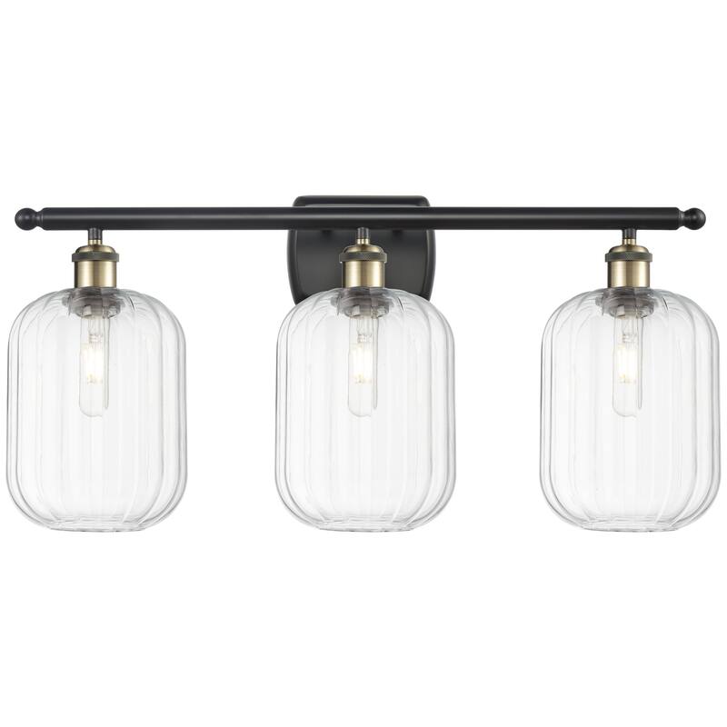 Innovations Lighting Endless Possibilities Ballston - Preston - 3 Light 27" Jar Shade Bath Vanity Light - Clear/Black Antique Brass