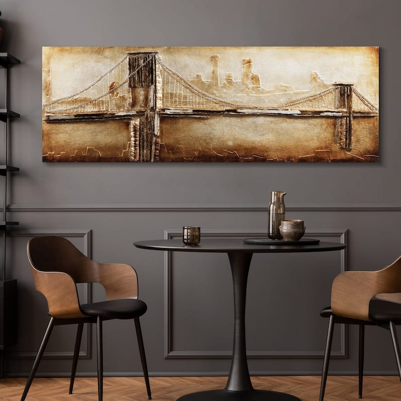 Golden Gate Bridge Metallic Handed Painted Rugged Wooden Wall Art