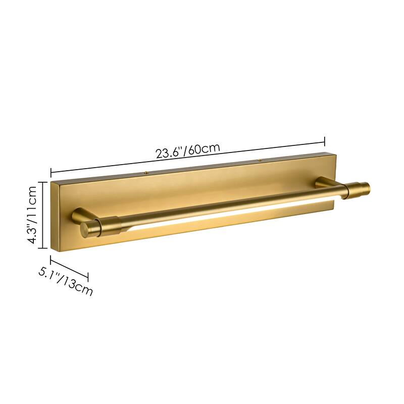 1-Light Modern Black/Gold Rotatable Linear LED Bathroom Vanity Light