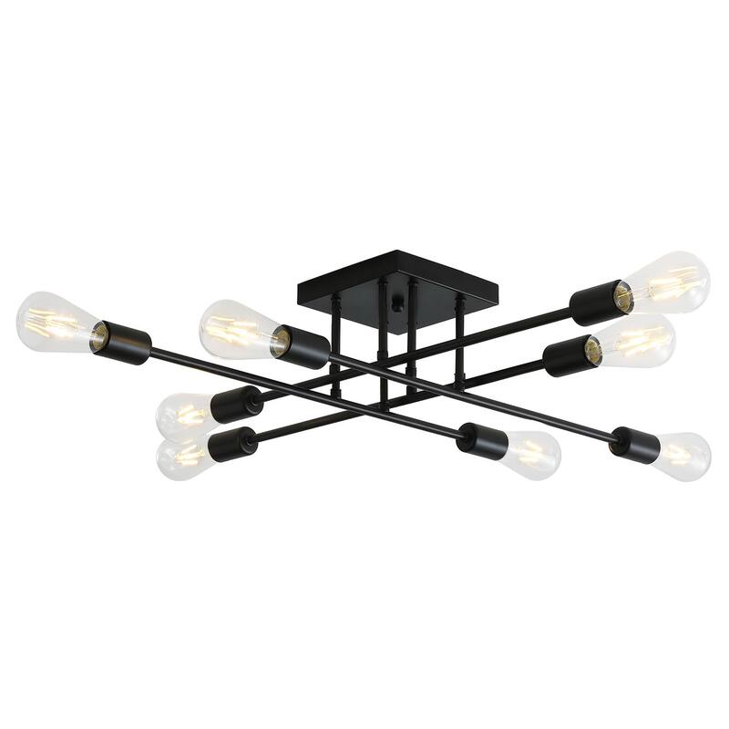 Modern 8-Light Sputnik Branches Semi Flush Mount Lighting Fixture