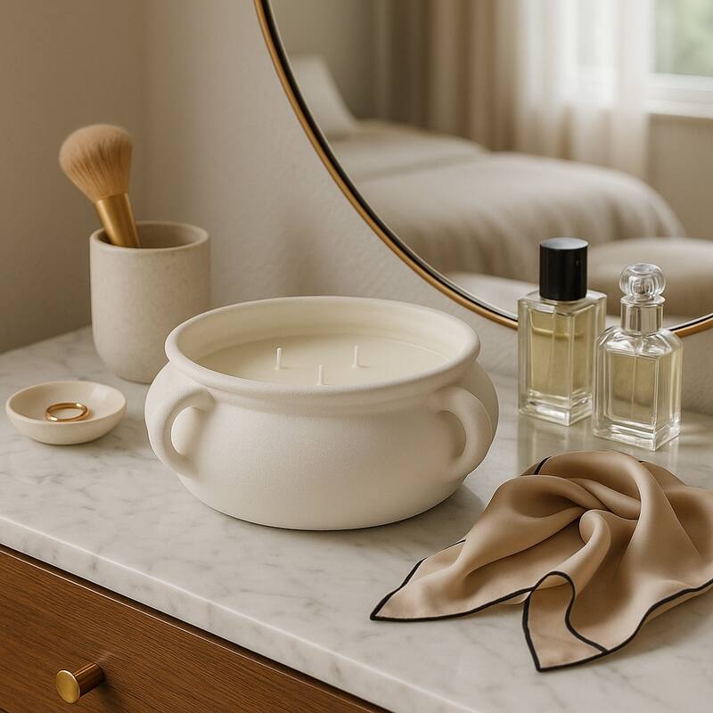 Ceramic Decorative Candle Modern Casual Design Home Office - 11" White - 11.0" - White - 11.0"