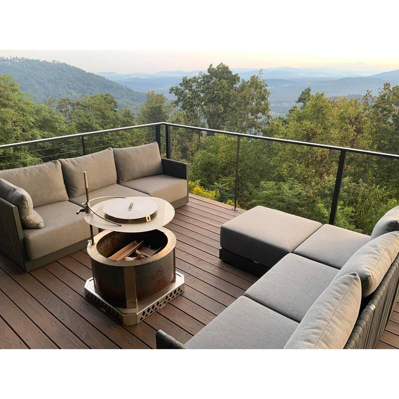 PURPLE LEAF Santorini 6-11 Piece Grey Sectional Sofa with Ottoman and Cushion for Poolside Garden Outdoor Patio Conversation Set