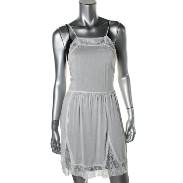 Free People Womens Slip Dress Textured Lace Trim