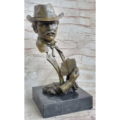 Doc Holiday Playing Cards Gambling Wild West Ok Corral Bronze Statue Sculpture Figure