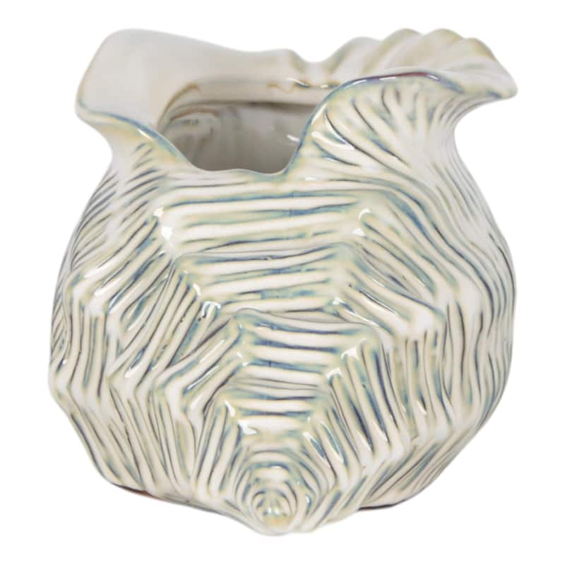 Ceramic Shell Shaped Sculpted Decorative Bowl with Textured Detail