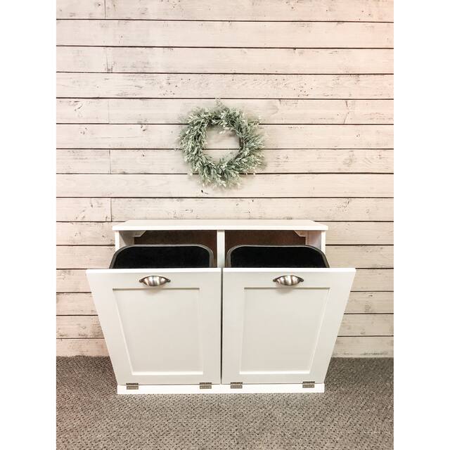 White Double Tiltout Trash 35.25 in. long x 28.5 in. tall