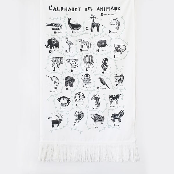 slide 2 of 3, Wee Gallery Printed Tapestry - Animal Alphabet in French