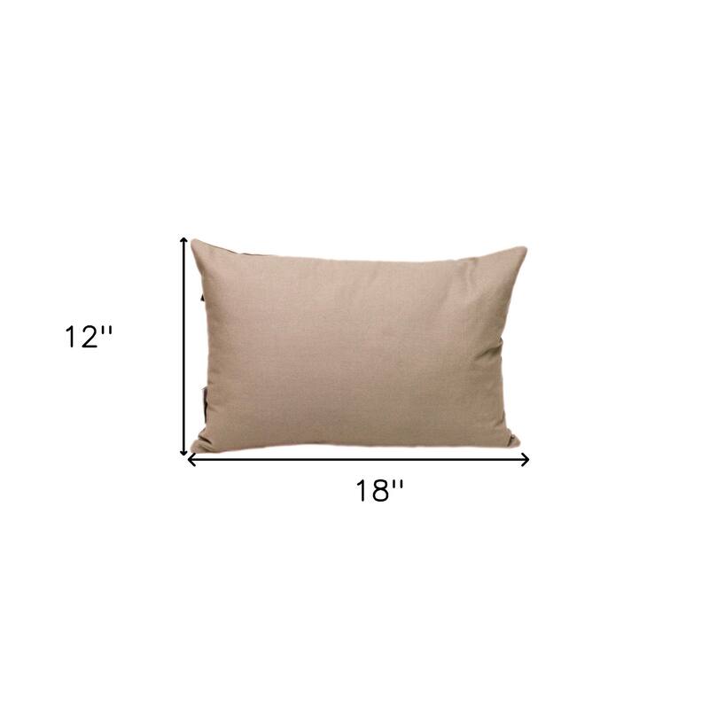 HomeRoots 12" X 18" Gray Cotton Throw Pillow