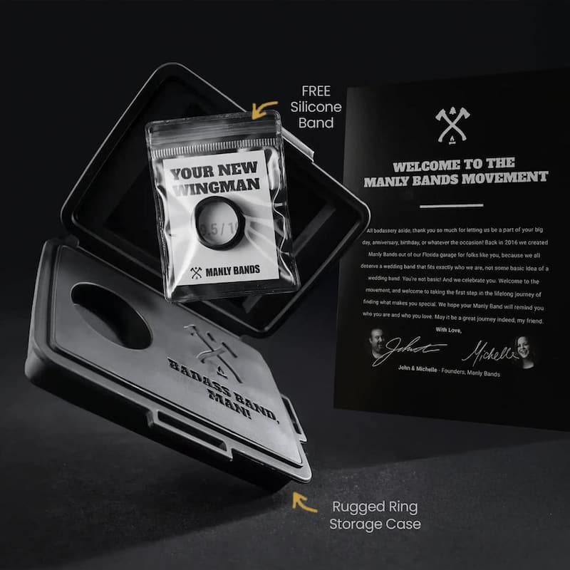 Manly Bands THE ROCKSTAR Tungsten Black Plated 8mm Satin Band