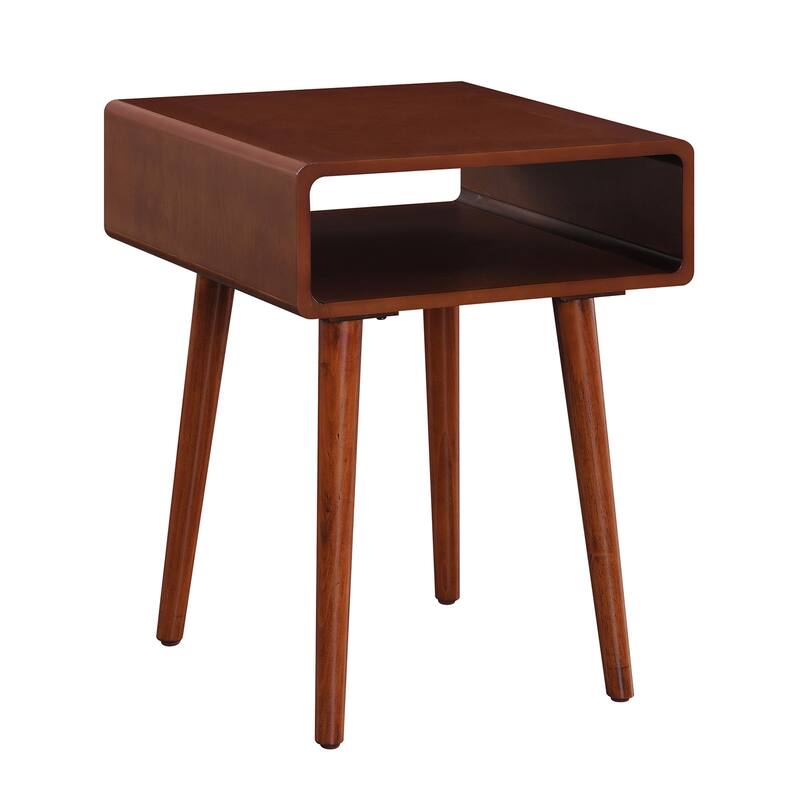Napa End Table with Open Shelf, Mid Century Modern Side Table with Curved Edges, Tapered Legs and Spacious Surface Top - 18