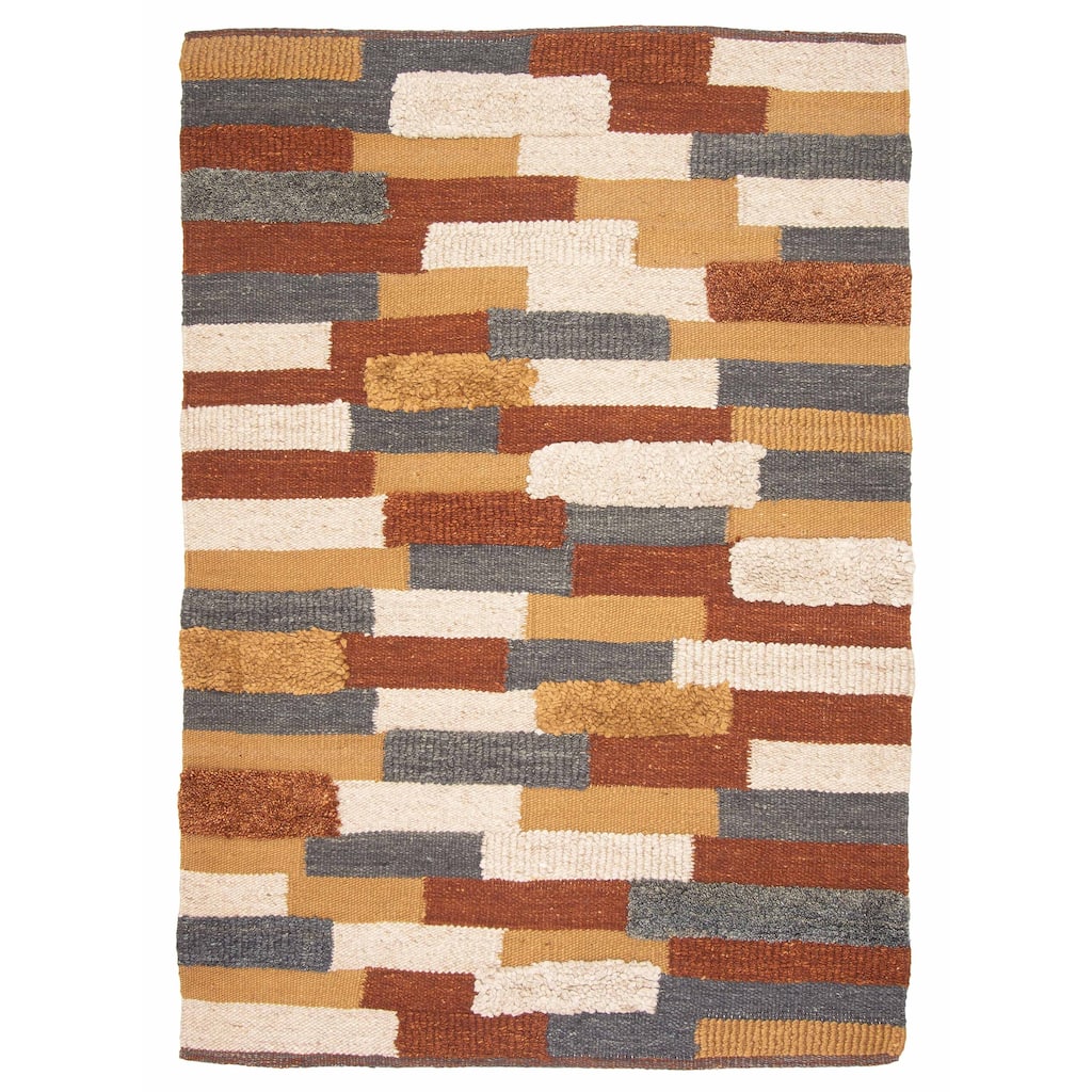 ECARPETGALLERY Braid weave Sienna Brown Wool Rug - 5'9 x 7'11
