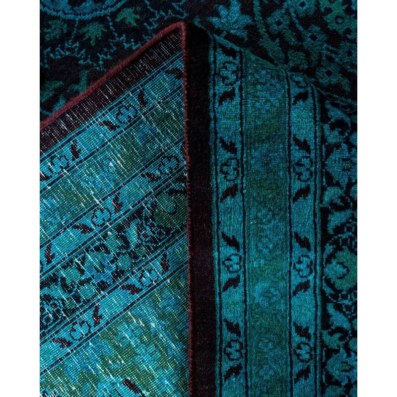 Overton Hand Knotted Wool Vintage Inspired Modern Contemporary Overdyed Blue Area Rug - 10' 1" x 13' 10"