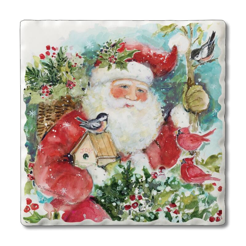 Counterart Absorbent Stone Coasters - Santa's Friends - Set of 4 - 4x4x1.578