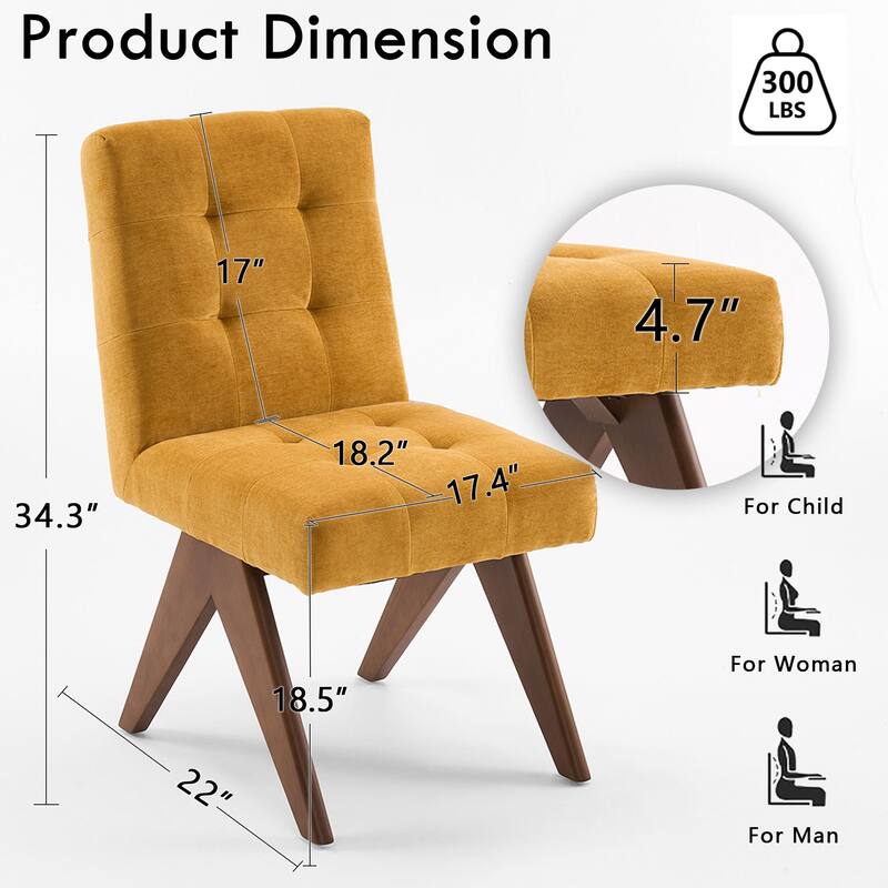 Mid Century Modern Dining Chair Set of 2