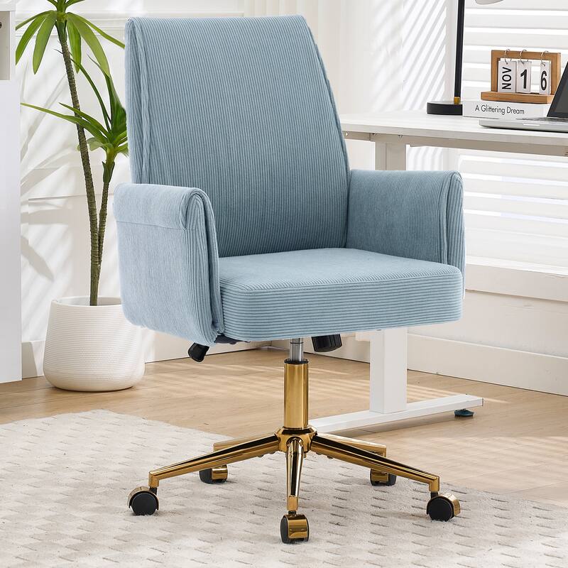 Mid-back liftable Office chair, Striped Fabric, ergonomically designed, The mid-back design provides a better sitting experience - Blue