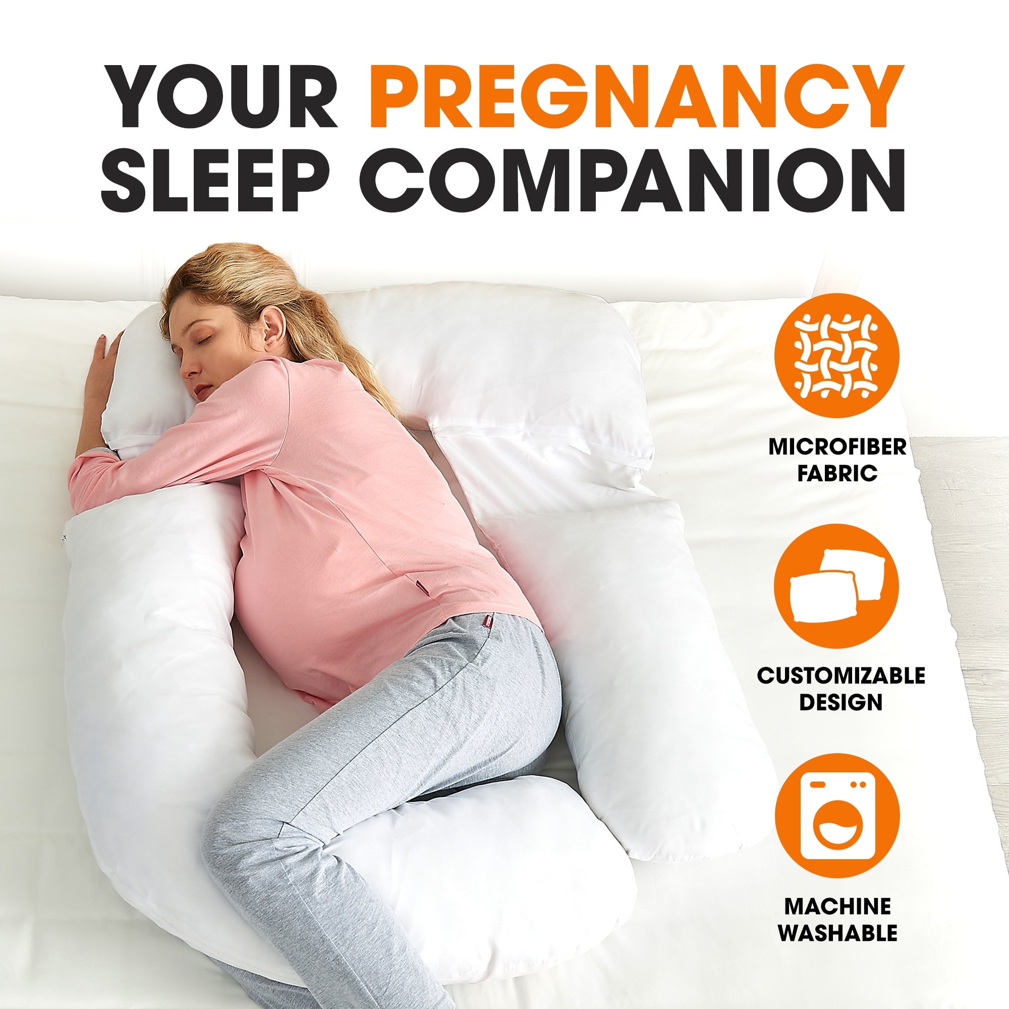 Cheer Collection U Shaped Pregnancy Support Body Pillow with Adjustable Positions White On Sale Bed Bath Beyond 32351387