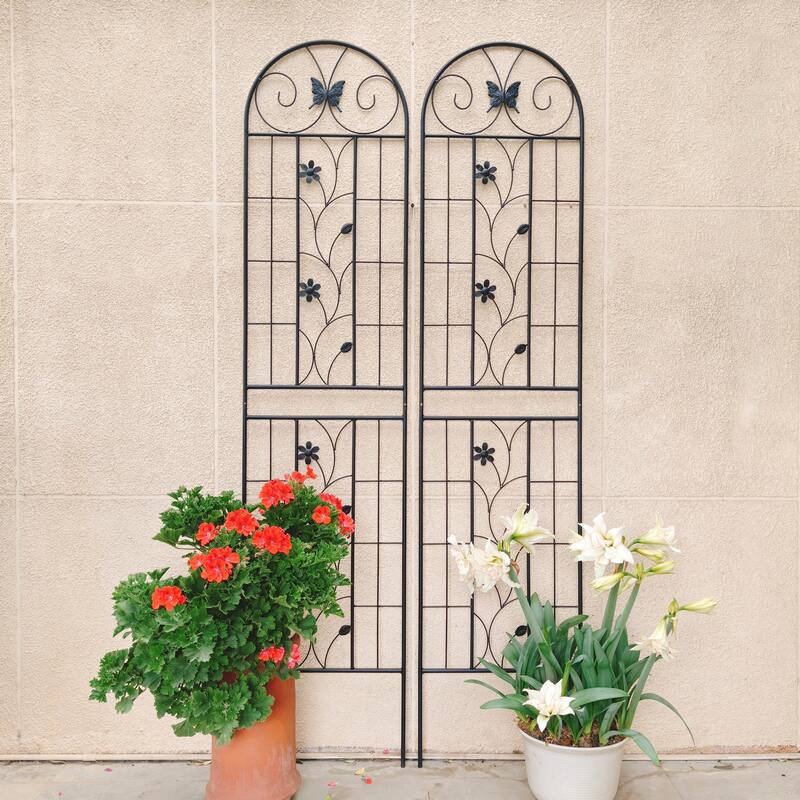 2 Pack Metal Garden Trellis 86.7in x 19.7in Rustproof Trellis