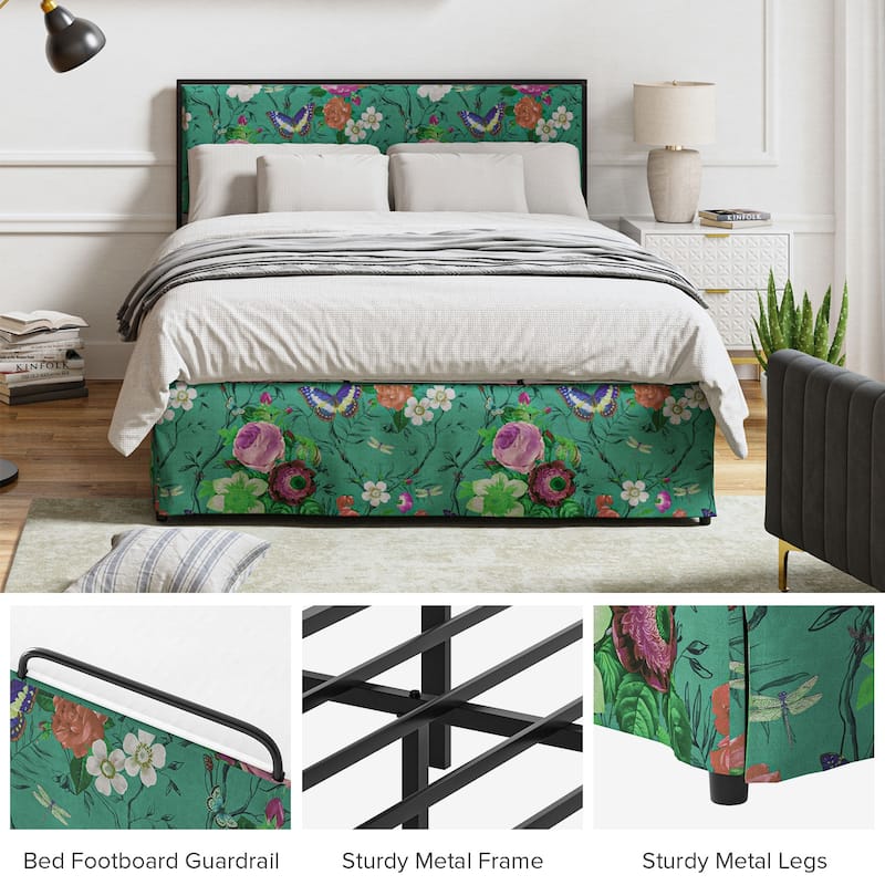 Oliver Modern Washable Slipcover Bed Upholstered Metal by HULALA HOME