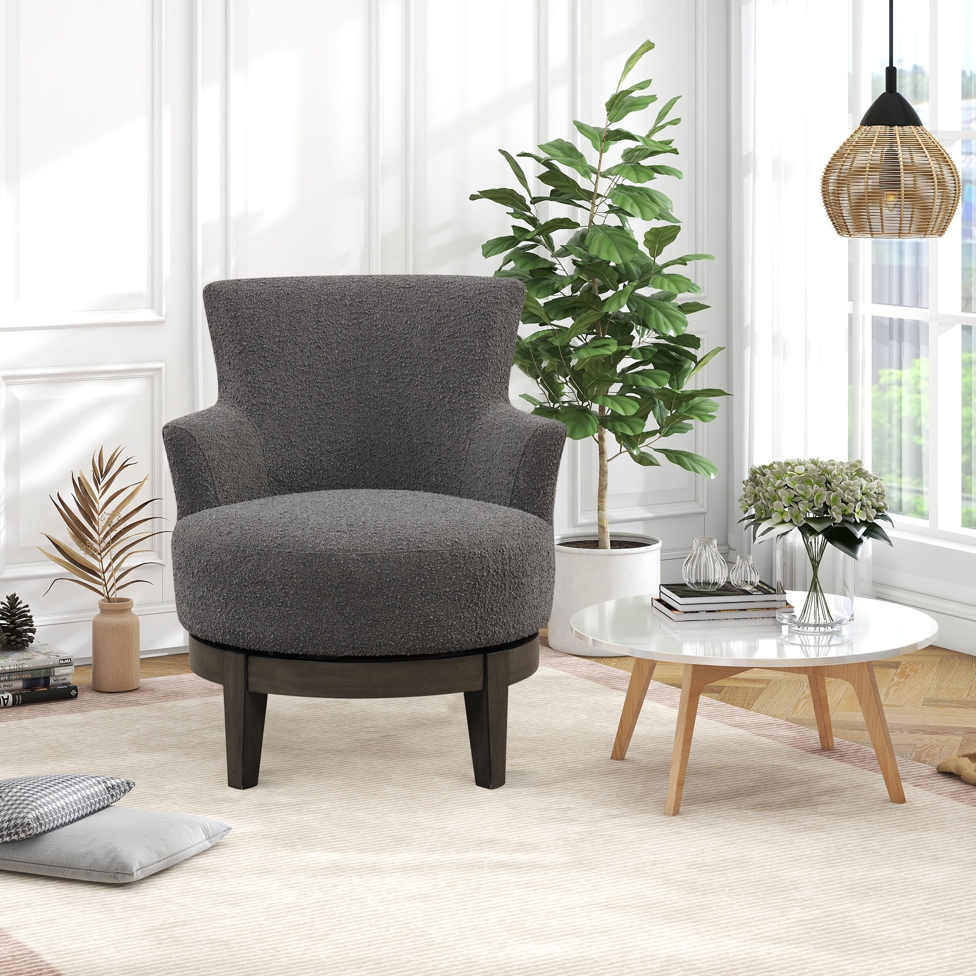 Livingroom Sherpa Swivel Accent Arm Chairs Wingbac Club Chairs