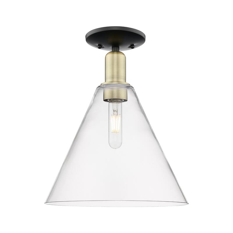 Innovations Lighting Endless Possibilities Arcadia - Berkshire Glass - 1 Light 12" Semi-Flush Mount - Clear/Black Antique Brass