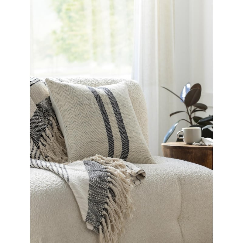 Becki Owens x Livabliss Modern Brett Lumbar Pillow Cover only - 22"L x 22"W - Polyester - Beige/Gray