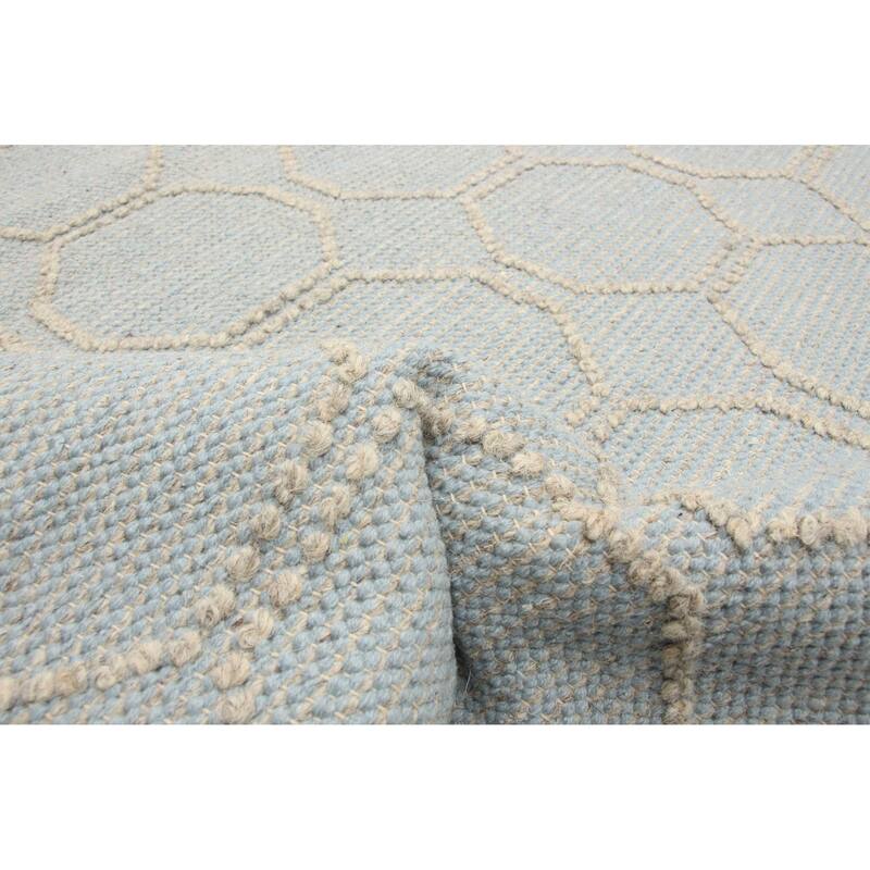 ECARPETGALLERY Braid weave Sienna Blue Wool Rug - 5'3 x 7'7