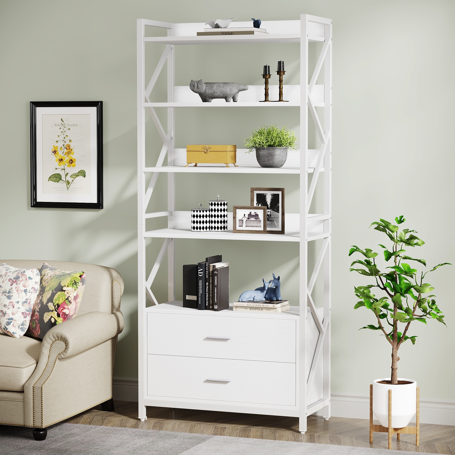 White industrial bookshelf sale