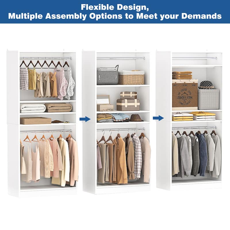 Cimly 36'' Freestanding Closet System with 2 Hanging Rods, Closet Organizer with 2 Adjustable Shelves