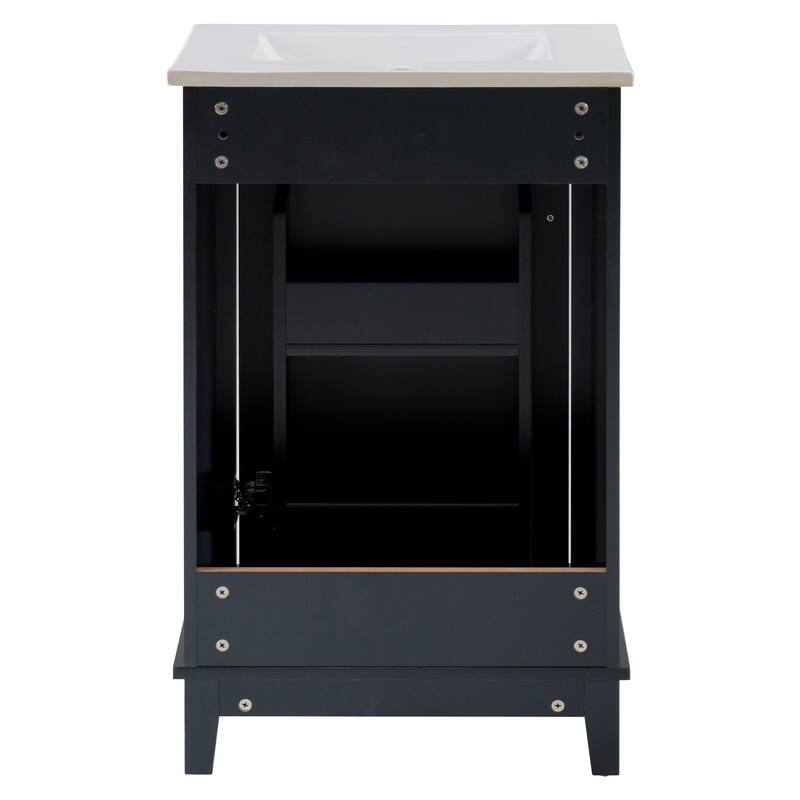 20 Inch Modern Bathroom Vanity with Ceramic Sink Small Space Cabinet