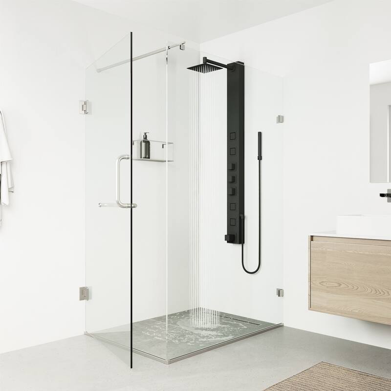 VIGO Bowery 58" H x 5" W 4-Jet Shower Panel with Square Shower Head and Tub Filler