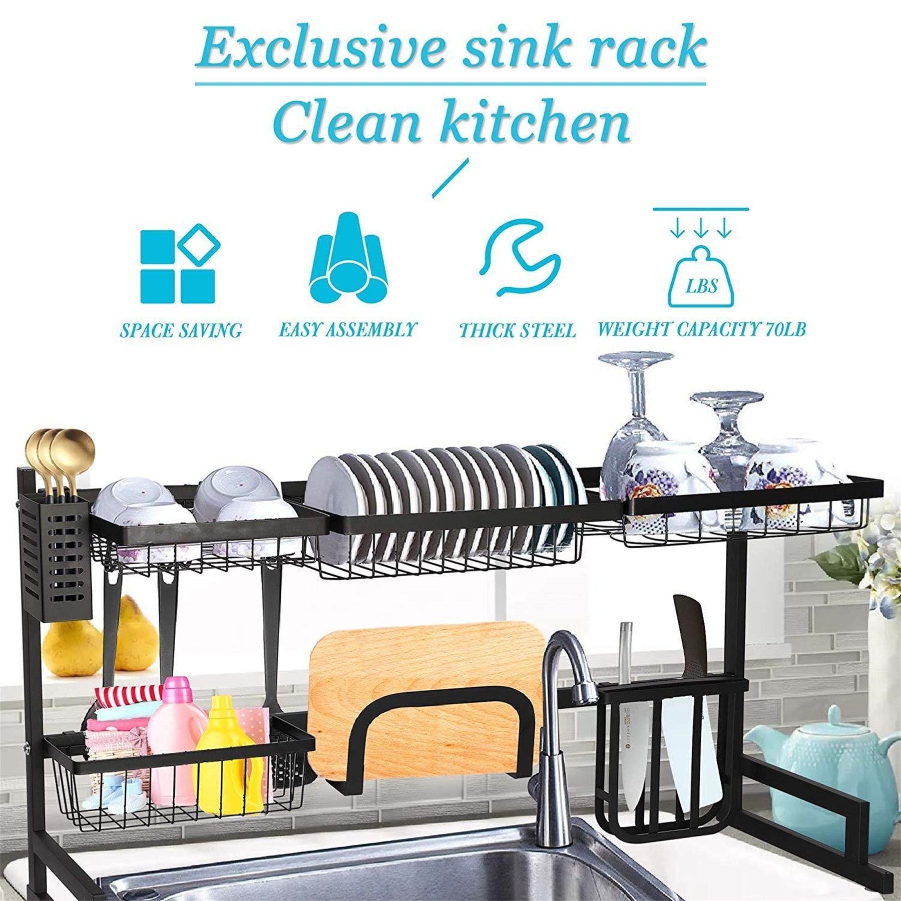Stainless Steel Dish Rack Kitchen Sink Bowl Drainer W Knife Holder Bed Bath Beyond 36814267