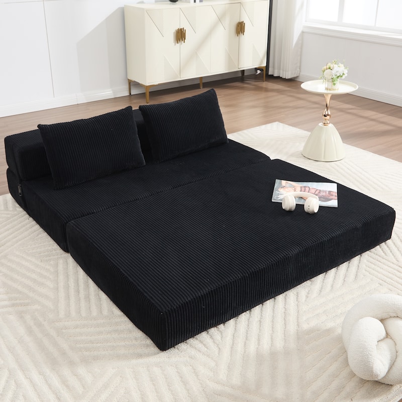 Rossetta Contemporary Square Space-Adaptive Foldable Design Corduroy Lasting Comfort Sofa, Easy to Assembly and Store