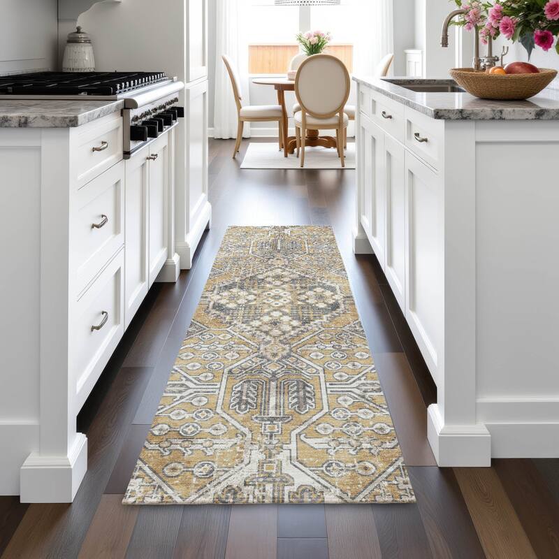 Machine Washable Indoor/Outdoor Traditional Eclectic Chantille Rug